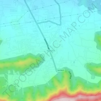 Mappa topografica Wadki, altitudine, rilievo