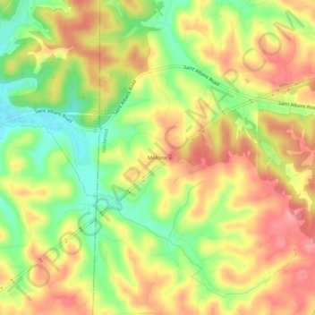 Mappa topografica Melrose, altitudine, rilievo