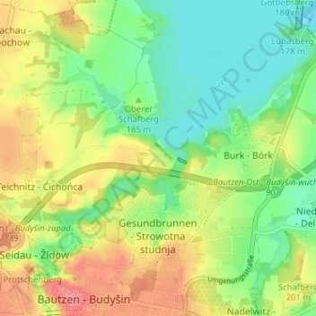 Mappa topografica Oehna, altitudine, rilievo