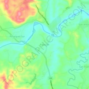 Mappa topografica Palacian, altitudine, rilievo