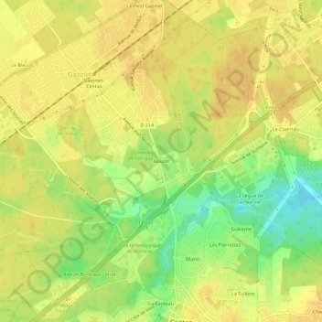 Mappa topografica Bouzet, altitudine, rilievo