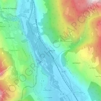 Mappa topografica Pra Reboul, altitudine, rilievo