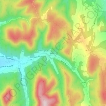 Mappa topografica Espenel, altitudine, rilievo