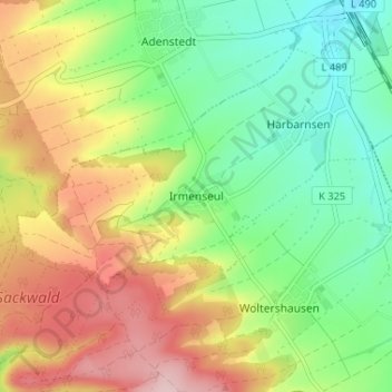 Mappa topografica Irmenseul, altitudine, rilievo