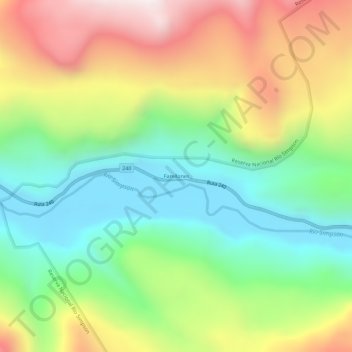 Mappa topografica Farellones, altitudine, rilievo