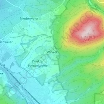 Mappa topografica Winkel, altitudine, rilievo