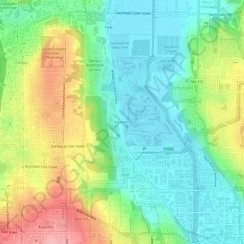 Mappa topografica Earlmont, altitudine, rilievo