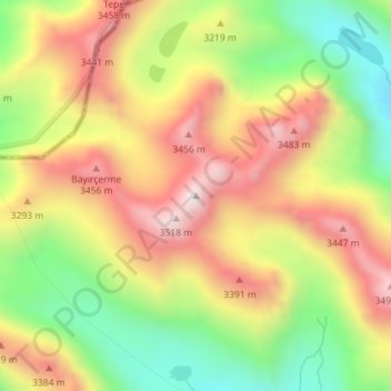 Mappa topografica Kocataş, altitudine, rilievo