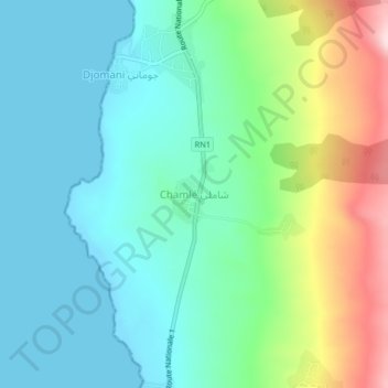 Mappa topografica Chamlé شاملي, altitudine, rilievo
