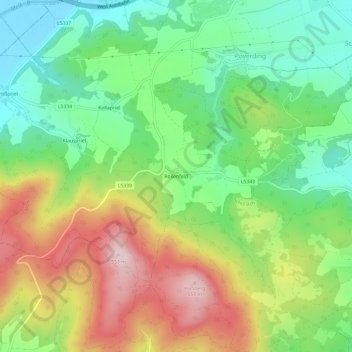 Mappa topografica Rosenfeld, altitudine, rilievo
