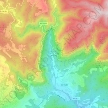 Mappa topografica Torres de la Madella, altitudine, rilievo