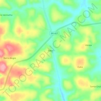 Mappa topografica Faina, altitudine, rilievo