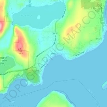 Mappa topografica Dewey, altitudine, rilievo