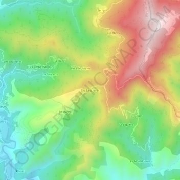 Mappa topografica Les Falguières, altitudine, rilievo