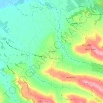 Mappa topografica Les Faures, altitudine, rilievo