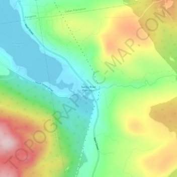Mappa topografica Sandy River Plantation, altitudine, rilievo