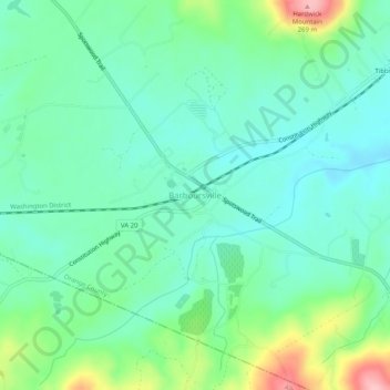 Mappa topografica Barboursville, altitudine, rilievo