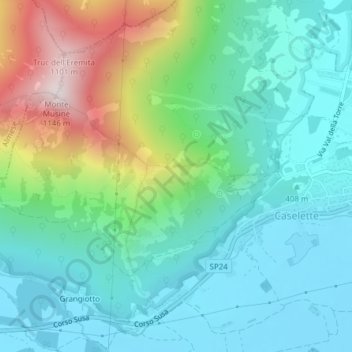 Mappa topografica Li Rochette, altitudine, rilievo
