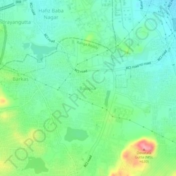 Mappa topografica Balapur, altitudine, rilievo