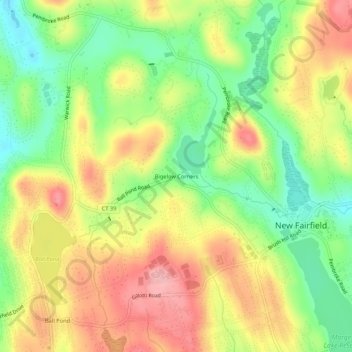Mappa topografica Bigelow Corners, altitudine, rilievo