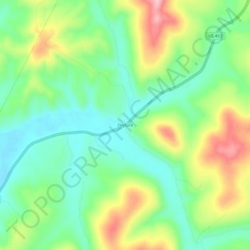 Mappa topografica Dryfork, altitudine, rilievo