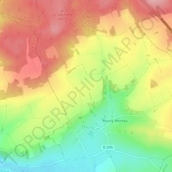 Mappa topografica Chavin, altitudine, rilievo