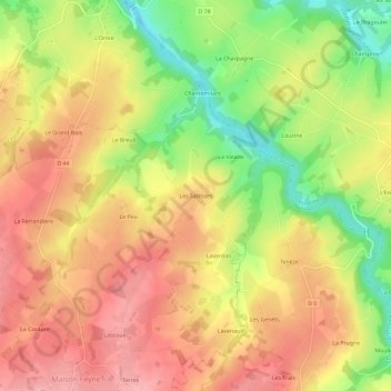 Mappa topografica Les Salesses, altitudine, rilievo