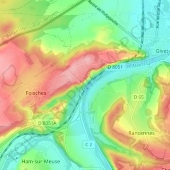 Mappa topografica Les Trois Fontaines, altitudine, rilievo