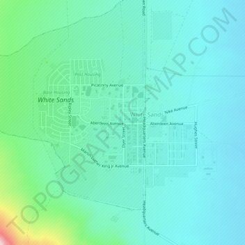 Mappa topografica White Sands Missile Range, altitudine, rilievo
