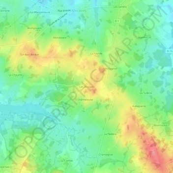 Mappa topografica Les Brosses, altitudine, rilievo