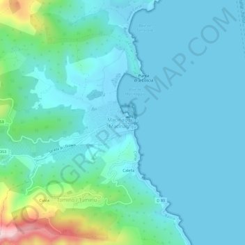 Mappa topografica Macinaggio / Macinaghju, altitudine, rilievo