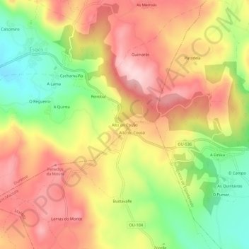 Mappa topografica Alto do Couso, altitudine, rilievo