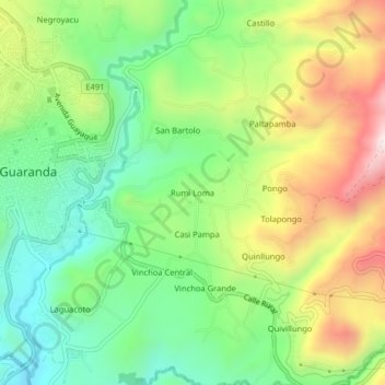 Mappa topografica Rumi Loma, altitudine, rilievo