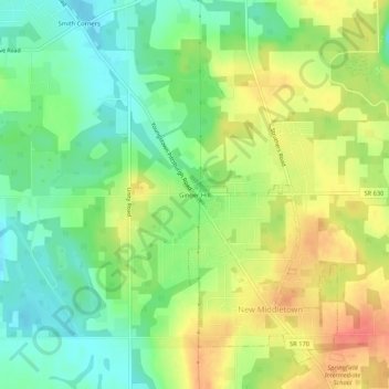 Mappa topografica Ginger Hill, altitudine, rilievo
