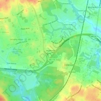 Mappa topografica Meadedale, altitudine, rilievo