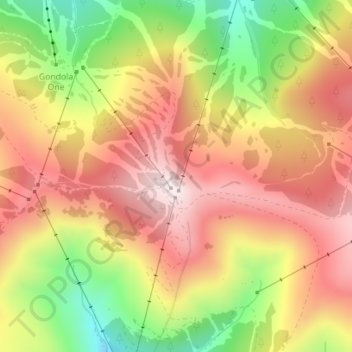 Mappa topografica Vail Mountain, altitudine, rilievo