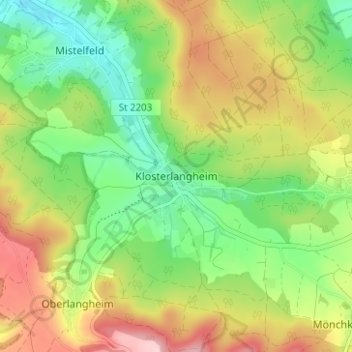 Mappa topografica Klosterlangheim, altitudine, rilievo