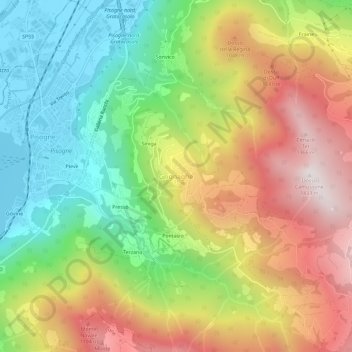 Mappa topografica Grignaghe, altitudine, rilievo
