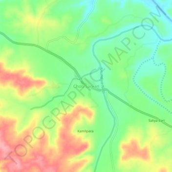 Mappa topografica Choti Sarvan, altitudine, rilievo