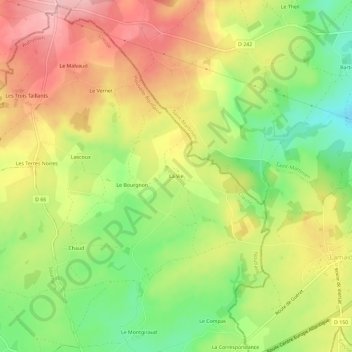 Mappa topografica La Vie, altitudine, rilievo