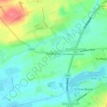Mappa topografica Padanaram, altitudine, rilievo