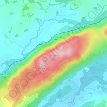 Mappa topografica Muncaster Fell, altitudine, rilievo