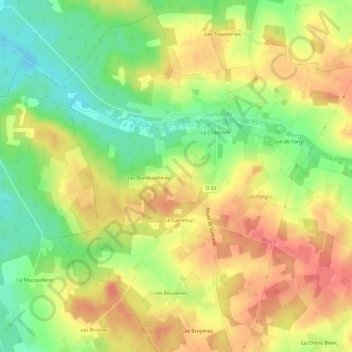 Mappa topografica Les Rouabières, altitudine, rilievo