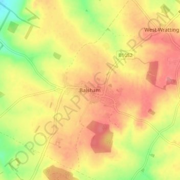 Mappa topografica Balsham, altitudine, rilievo