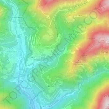 Mappa topografica Les Ragias, altitudine, rilievo