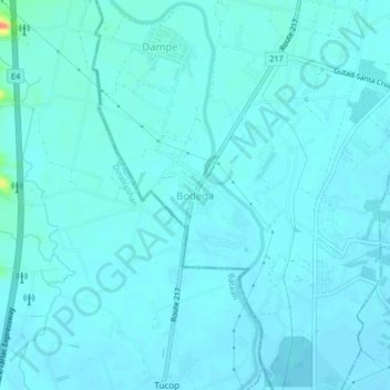 Mappa topografica Bodega, altitudine, rilievo