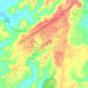 Mappa topografica Kumbhirgram, altitudine, rilievo