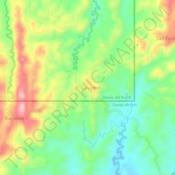 Mappa topografica El Salvador, altitudine, rilievo