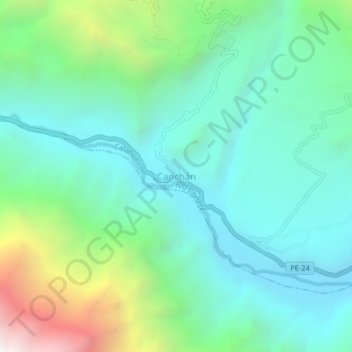 Mappa topografica Canchán, altitudine, rilievo