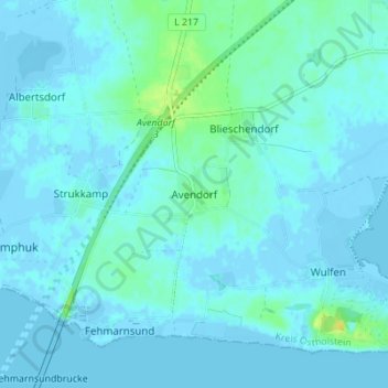 Mappa topografica Avendorf, altitudine, rilievo